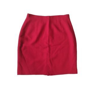 Vintage Casual Corner Bright Red Classic Above Knee Length Pure Wool Mark Skirt